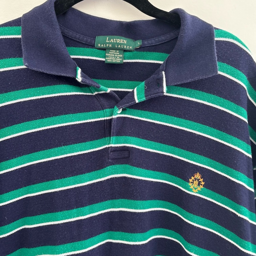 Ralph Lauren Blue and Green Striped Polo Shirt